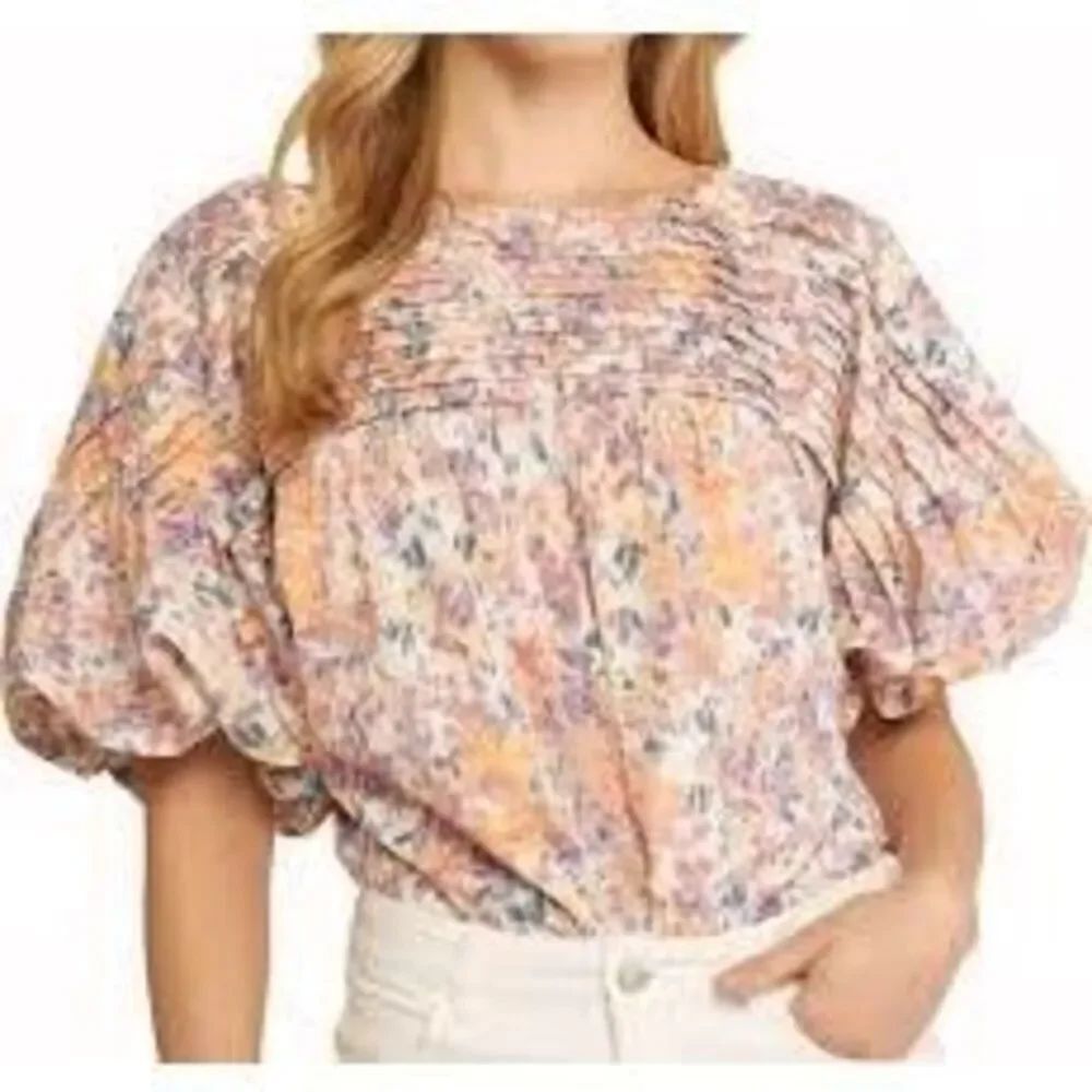 Entro Women’s Floral Puff Sleeve Bodysuit Sz M